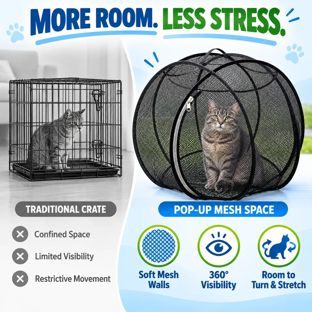 ⏳ Limited Time Offer 60% OFF – 🐱 Pop Up Cat Playpen | 27.56-Inch Breathable Mesh Enclosure for Indoor & Outdoor Use 🌿