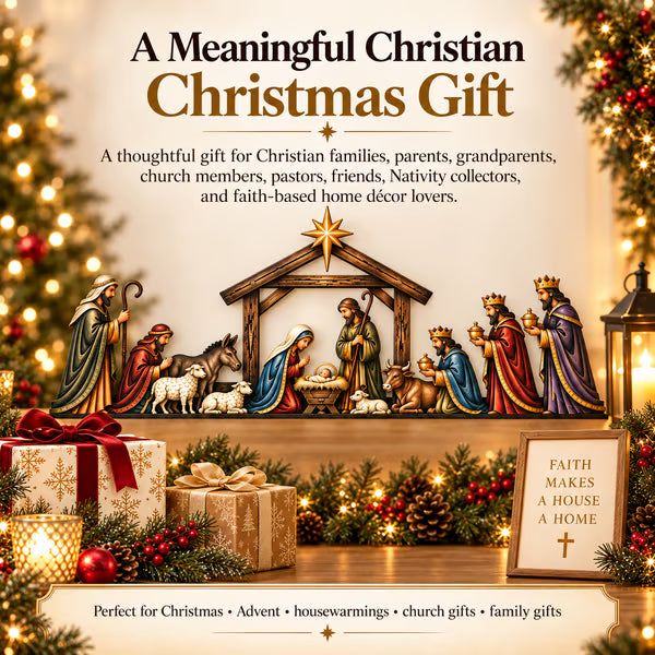✝ Nativity Scene Door Topper | Bring The Story Of Christmas Home - 10 inches