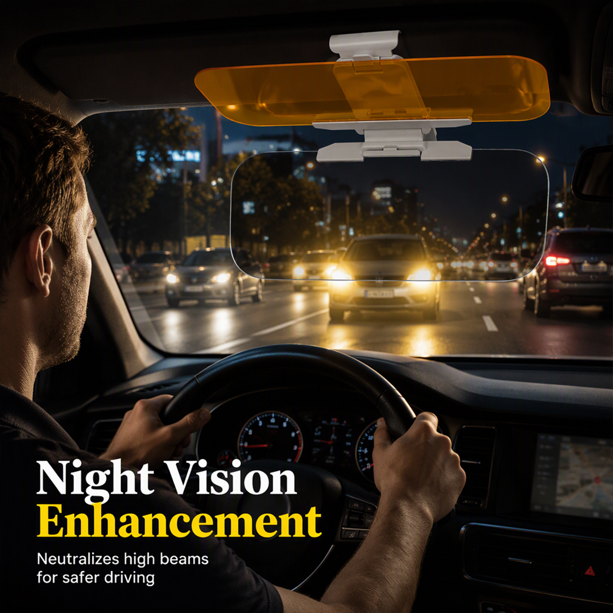 Night driving compared with and without the amber lens
