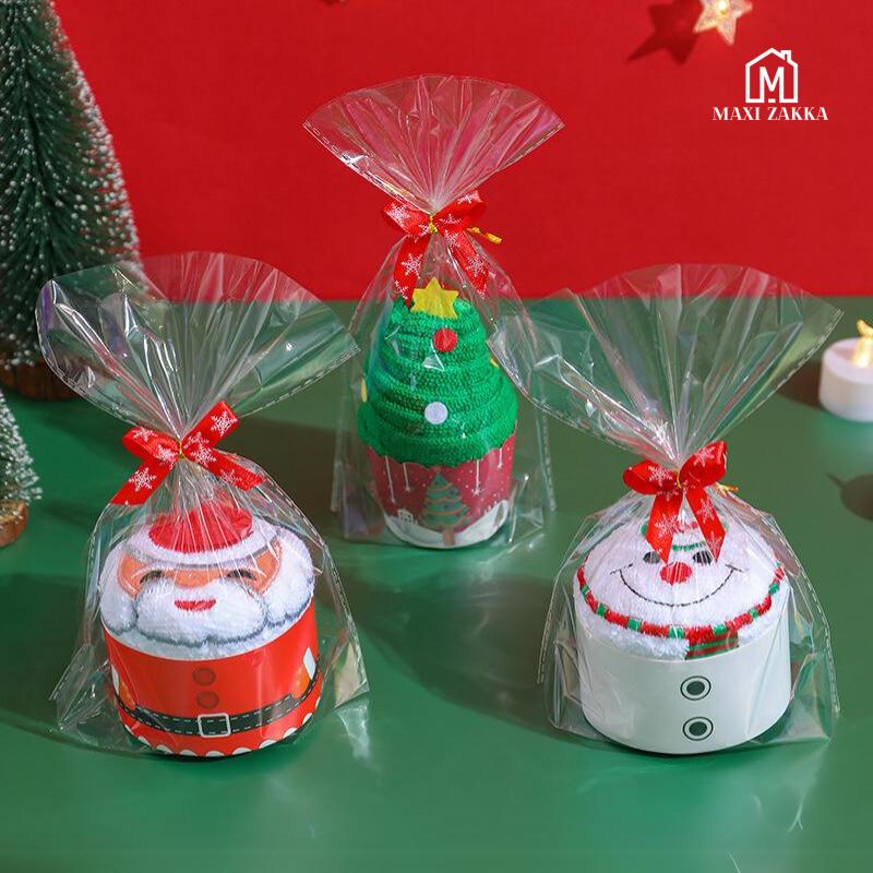 Ready Stock Christmas Towel Gift Embroidery Children Customer Giveaway Promotion Plush Toy Cake Corporate Chrix Eve