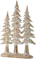 Regency International Resin Winter Chalet Tree Grove Figurine, 14-Inch, Cream Brown