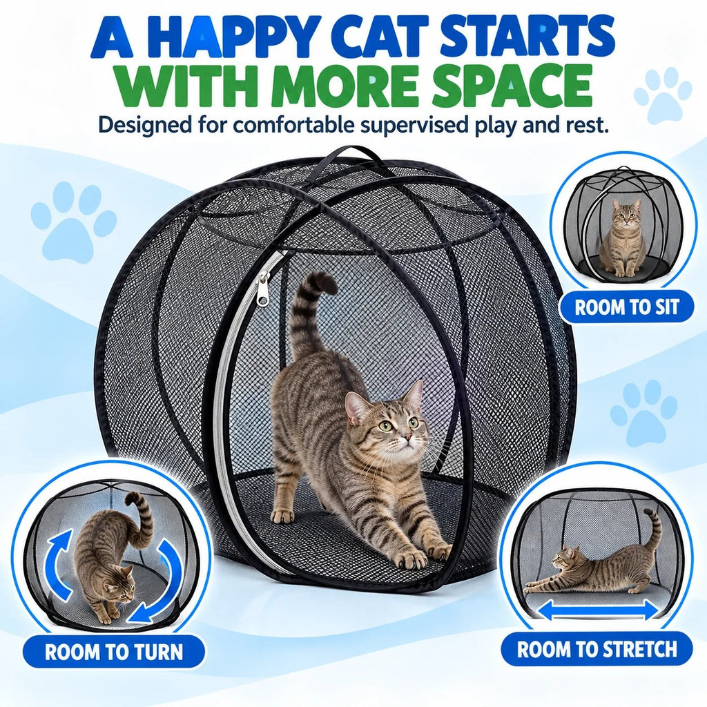 ⏳ Limited Time Offer 60% OFF – 🐱 Pop Up Cat Playpen | 27.56-Inch Breathable Mesh Enclosure for Indoor & Outdoor Use 🌿