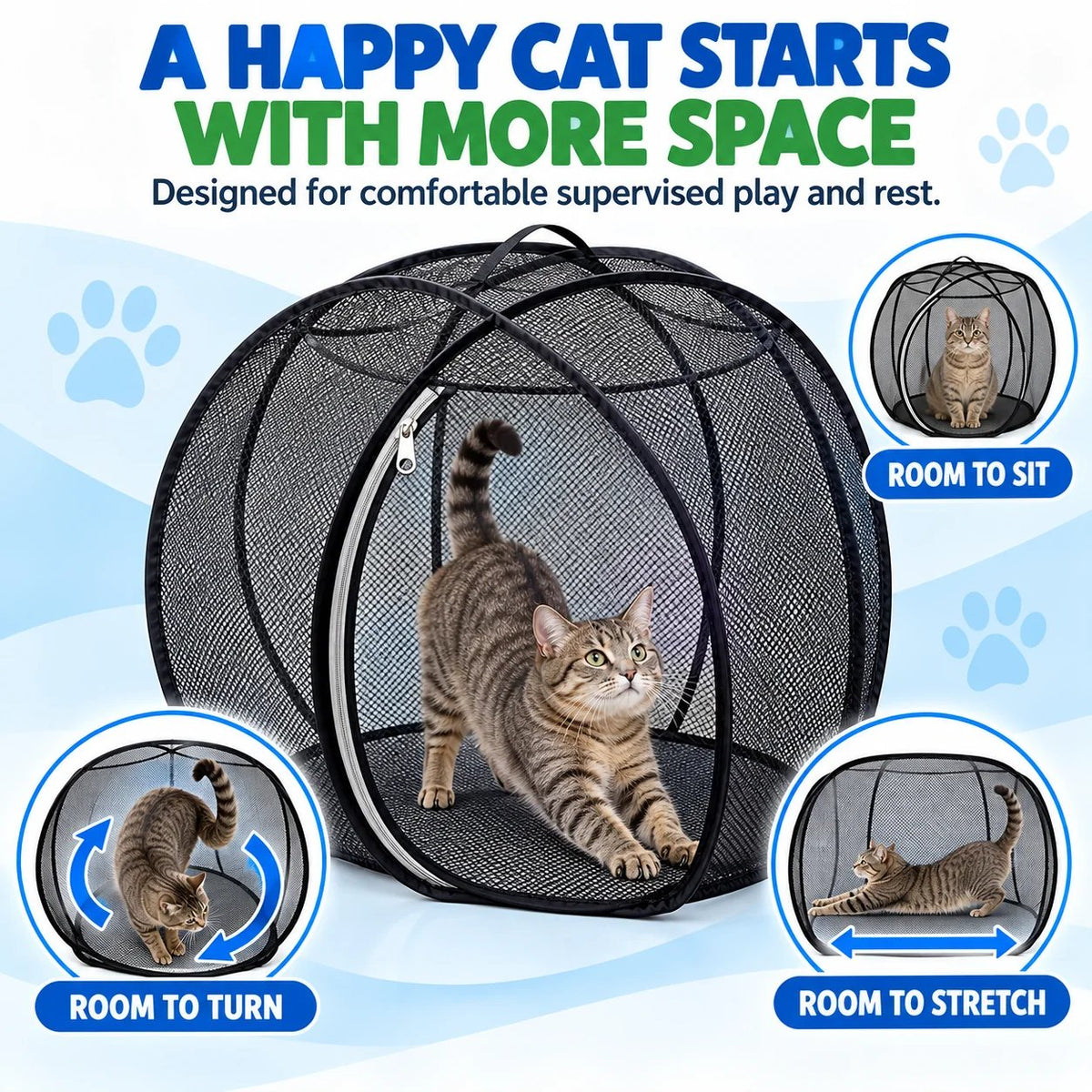 ⏳ Limited Time Offer 60% OFF – 🐱 Pop Up Cat Playpen | 27.56-Inch Breathable Mesh Enclosure for Indoor & Outdoor Use 🌿