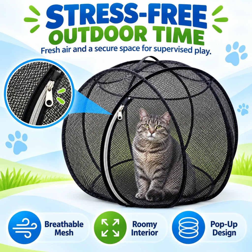 ⏳ Limited Time Offer 60% OFF – 🐱 Pop Up Cat Playpen | 27.56-Inch Breathable Mesh Enclosure for Indoor & Outdoor Use 🌿