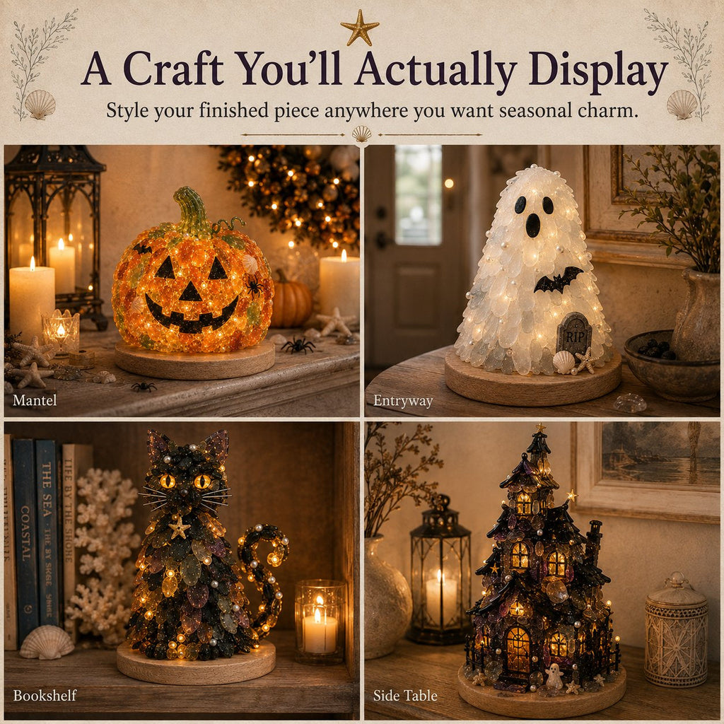 🎃✨Beginner-Friendly DIY Lighted Sea Glass Halloween Character Kit Collection