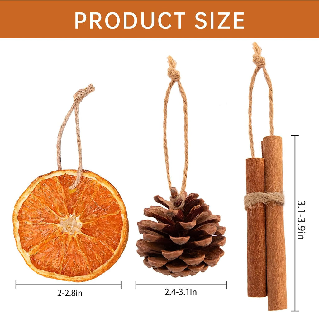 Christmas Decorations - 36Pcs Natural Orange Slices Cinnamon Pinecones | Set with Jute Hangers Unique Craft Ornaments Bulk for Xmas Tree Holiday Farmhouse Rustic Decor Indoor