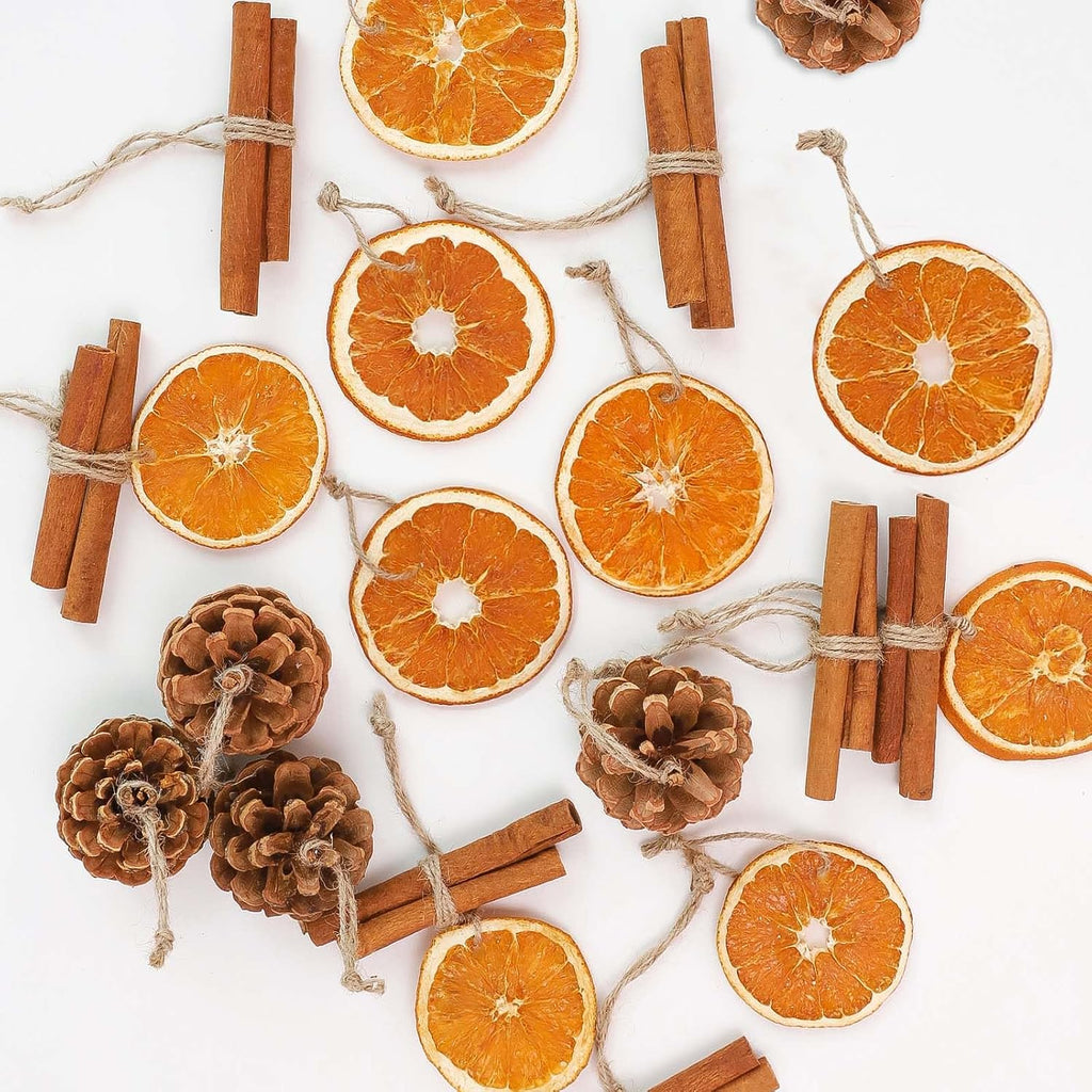 Christmas Decorations - 36Pcs Natural Orange Slices Cinnamon Pinecones | Set with Jute Hangers Unique Craft Ornaments Bulk for Xmas Tree Holiday Farmhouse Rustic Decor Indoor