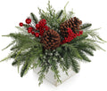 Christmas Centerpieces Table Decorations 10 Small Artificial Potted Christmas Tree Tabletop Pine Plants with Red Berry Pine Cones in Wooden Pot for Home Winter Xmas Mantel Farmhouse Indoor Decor