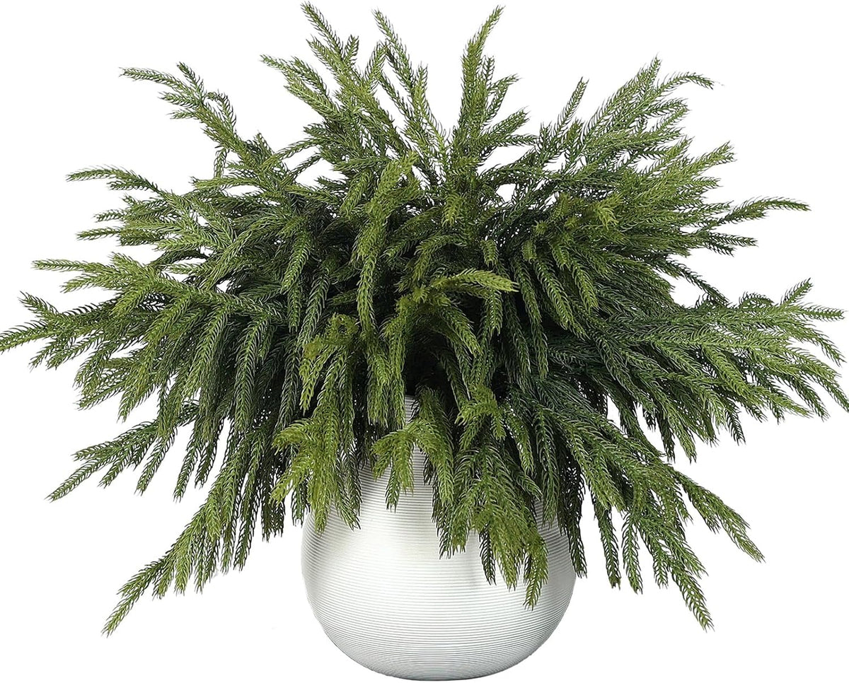 16Pcs 18Lifelike Touch Artificial Norfolk Pine Branches for Vase Christmas | Faux Christmas Norfolk Pine Stems,Fake Greenery Cedar Pine Picks,for Table DIY Garland Wreath Indoor Home Xmas Holiday Decor