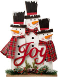 Glitzhome Christmas Table Decor Rustic Snowman Family Wooden Holiday Tabletop Centerpiece, 18 H