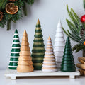 Cinnvoice 3 Pcs Farmhouse Rustic Wooden Christmas Trees Tabletop Decorations Simple Wood Christmas Decor Xmas Table Centerpiece Figurines for Home Office Farmhouse Holiday Table Decor (Three Color)
