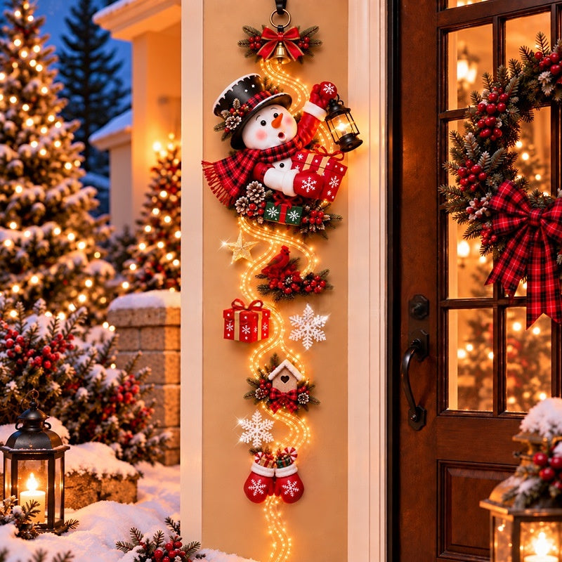 Lighted Christmas Hanging Decoration - Snowman, Santa on a Ladder & Sleigh