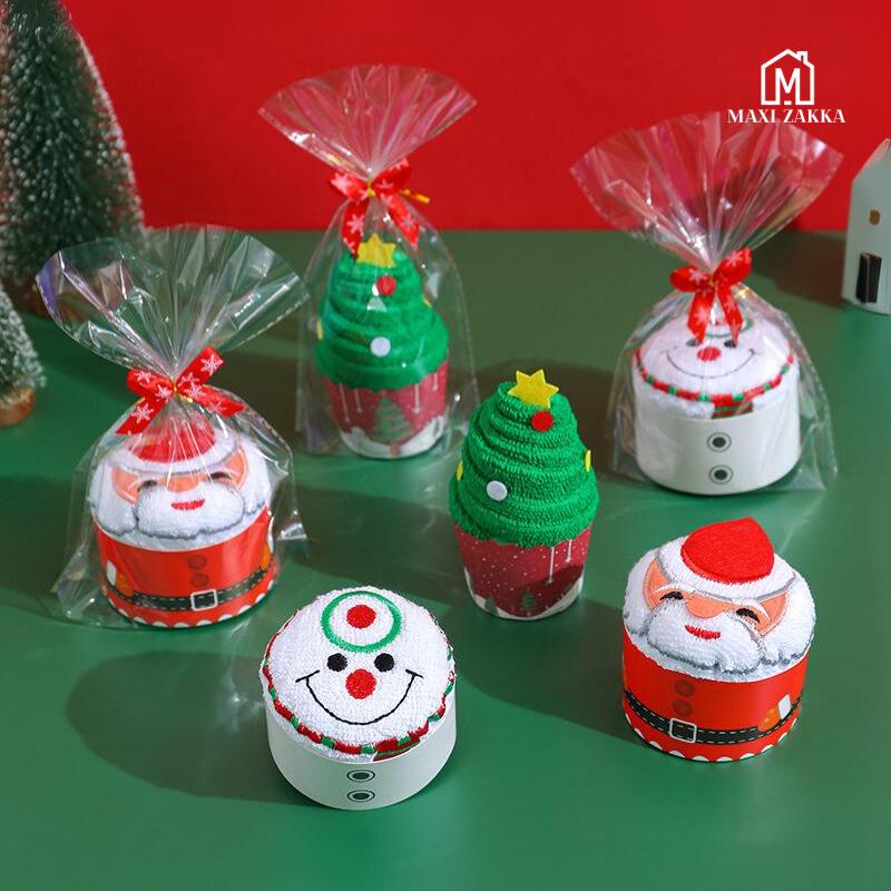 Ready Stock Christmas Towel Gift Embroidery Children Customer Giveaway Promotion Plush Toy Cake Corporate Chrix Eve