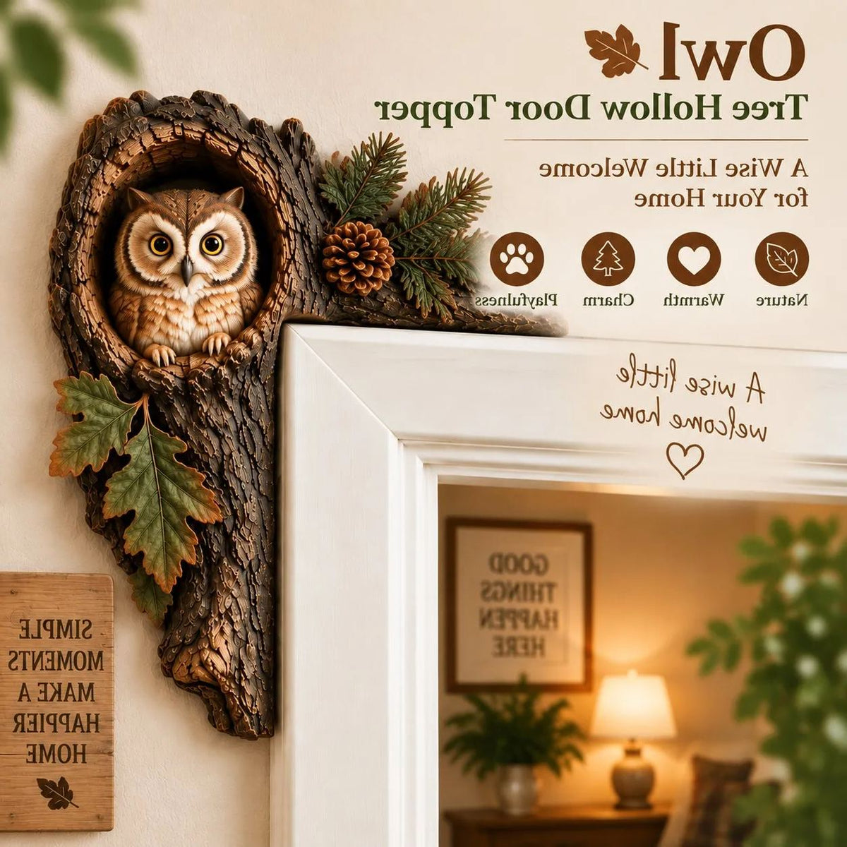 🐿️ Chipmunk Tree Hollow Door Topper | Woodland Animal Doorway Decor For Cozy Nature Homes