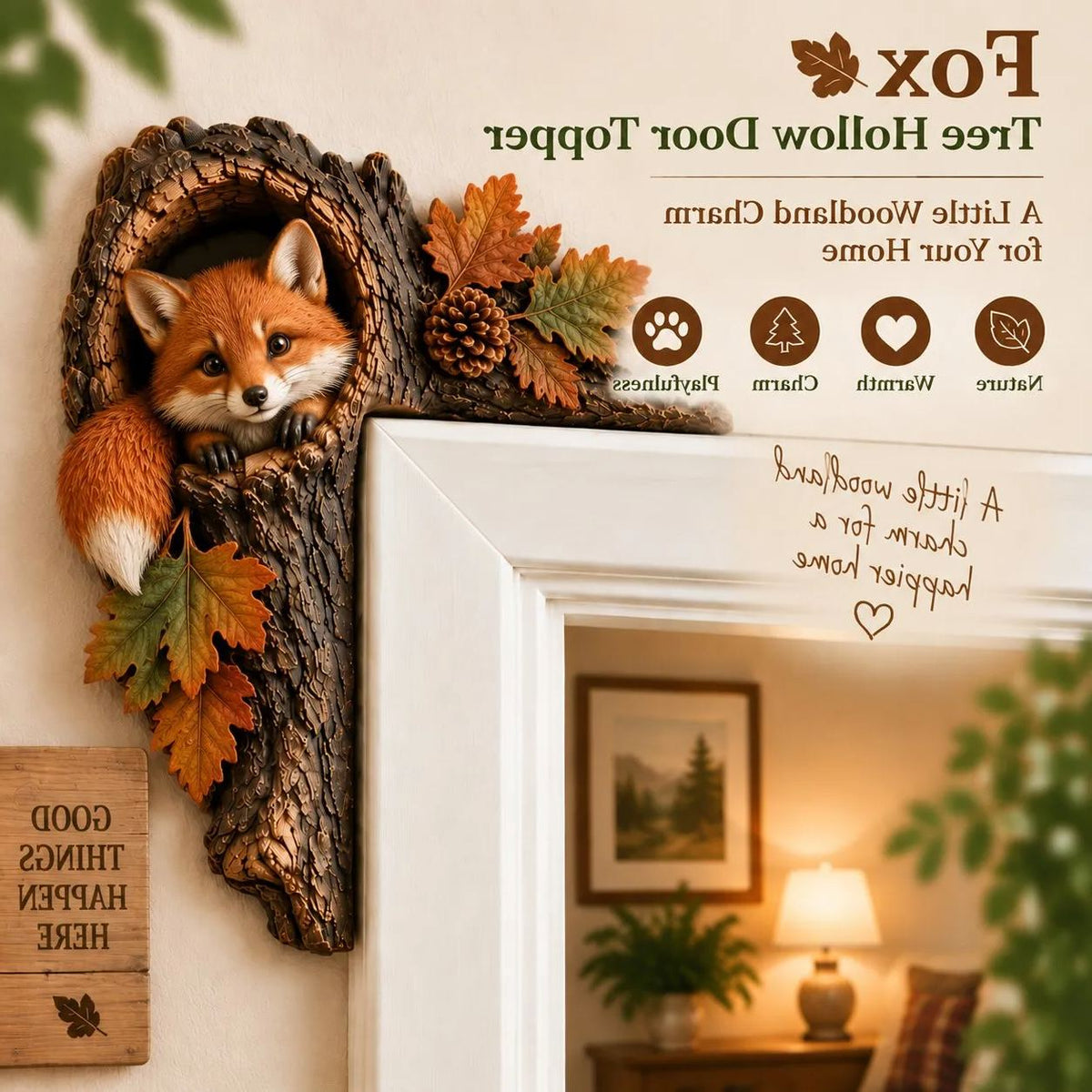 🐿️ Chipmunk Tree Hollow Door Topper | Woodland Animal Doorway Decor For Cozy Nature Homes