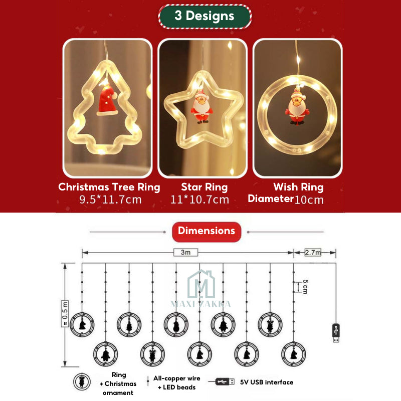 🇸🇬 Ready Stock Christmas LED Lights Fairy Lights Decoration Window Curtain String Lights USB Waterproof Party Decor