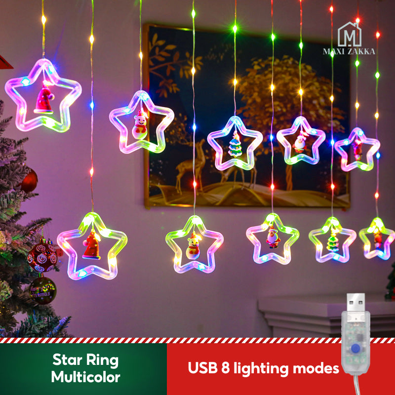 🇸🇬 Ready Stock Christmas LED Lights Fairy Lights Decoration Window Curtain String Lights USB Waterproof Party Decor