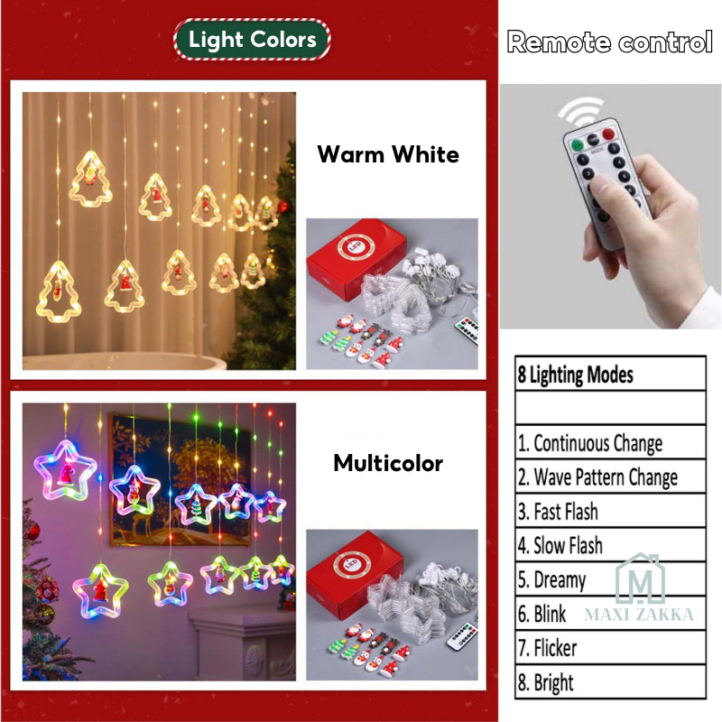 🇸🇬 Ready Stock Christmas LED Lights Fairy Lights Decoration Window Curtain String Lights USB Waterproof Party Decor